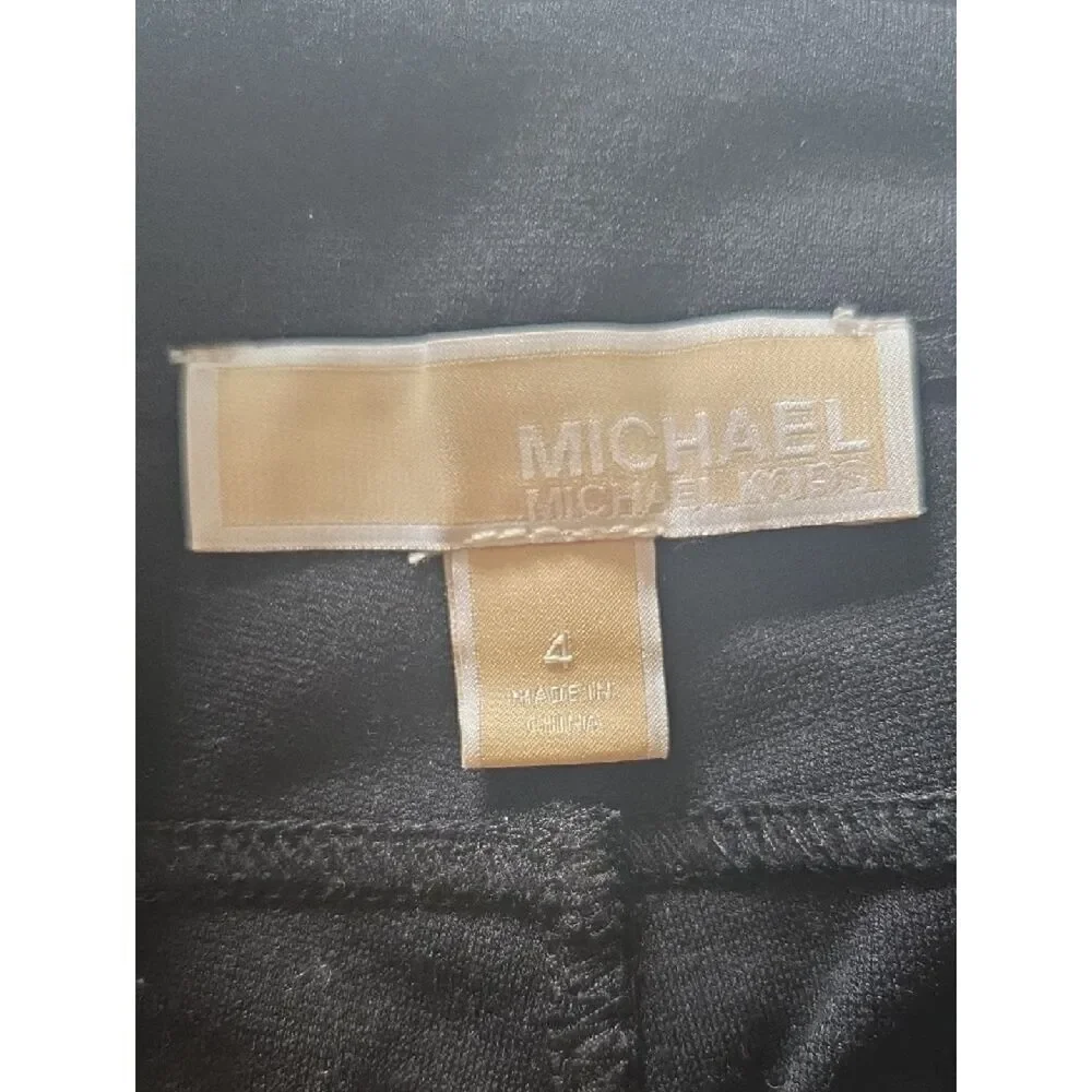 Michael Kors Black Leggings with Gold Logo Button